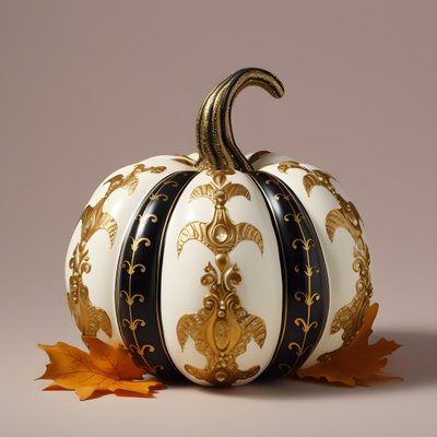 Citrouille dorée, blanche et noire sur fond beige - Kurt Heppke