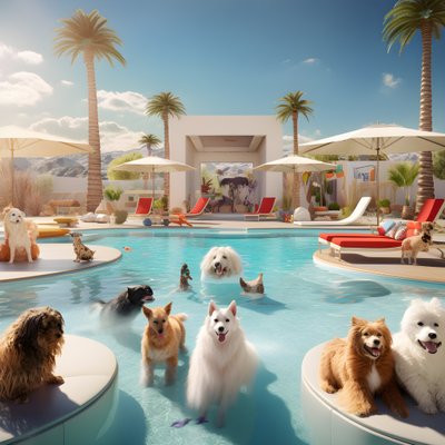 Fête de piscine pour chiens à Palm Springs 1 - Kurt Heppke