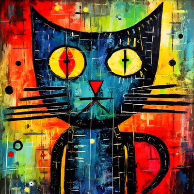 Chat mignon, dans le style de Picasso, Joan Miro et Basquiat 3 - Kurt Heppke
