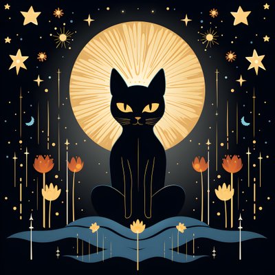 Chat en méditation assis sur une fleur de lotus 1 - Kurt Heppke