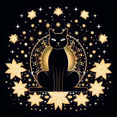 Chat en méditation assis sur une fleur de lotus 2 - Kurt Heppke