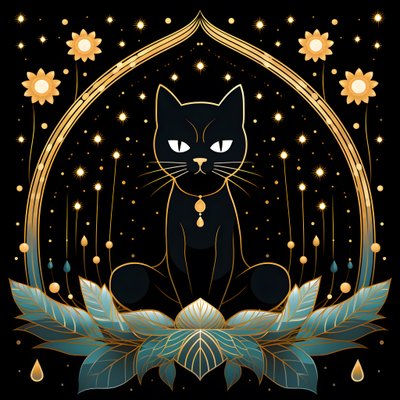 Chat en méditation assis sur une fleur de lotus 4 - Kurt Heppke