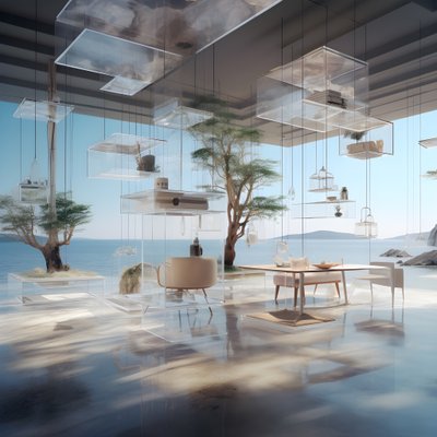 Bâtiment transparent avec la table île au milieu 3 - Kurt Heppke