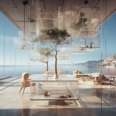 Bâtiment transparent avec la table île au milieu 4 - Kurt Heppke