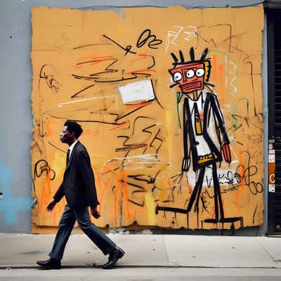 Une figure peinte prend vie en marchant dans une rue de New York, photo surréaliste 3 - Kurt Heppke