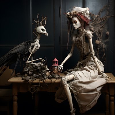 une grande poupée sur une table avec un squelette dessus 3 - Kurt Heppke