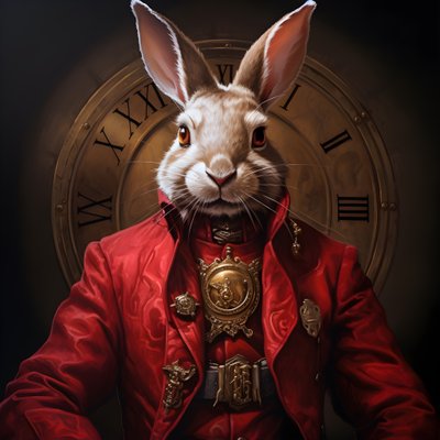 androïde lapin anthropomorphe cybernétique masculin, en redingote rouge 3 - Kurt Heppke