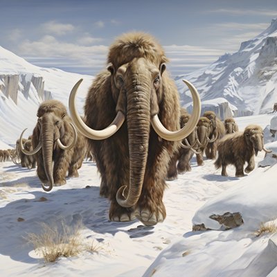 troupeau de mammouths laineux dans la toundra 1 - Kurt Heppke