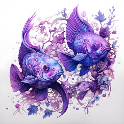 deux poissons violets 1 - Kurt Heppke