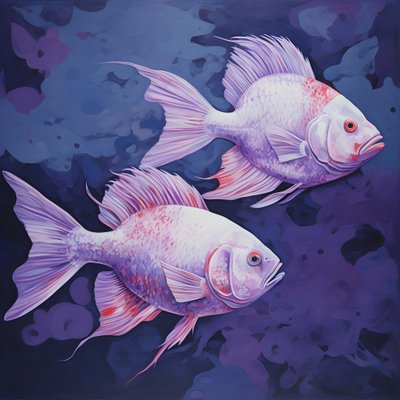 deux poissons en violet 4 - Kurt Heppke