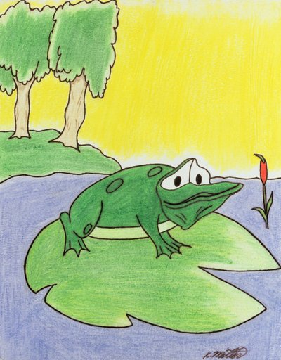Grenouille Lily Pad, 2005 (crayon de couleur sur papier) - Kurtis L. Miller