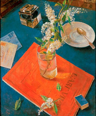 Branche de cerisier à grappes dans un verre, 1932 - Kuzma Sergeevich Petrov Vodkin