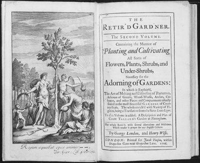 Frontispice de The Retired Gardener par George London et Henry Wise, gravé par Van der Gucht, 1706 - L. Laguerre