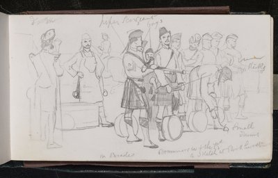 En parade. Tambours du 79e. Un croquis à Parkhurst - Lady  Butler