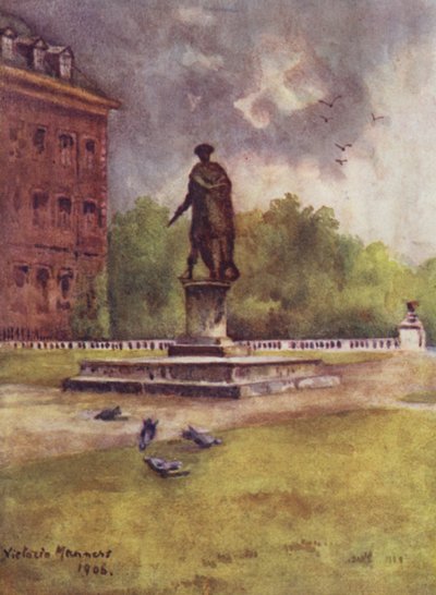 Statue de Charles II, hôpital de Chelsea (lithographie en couleur) - Lady Victoria Marjorie Harriet Manners