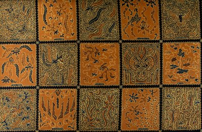 Batik avec motif à carreaux traditionnel, Surakarta, Java, Indonésie (détail) - Amadeo (after) Modigliani