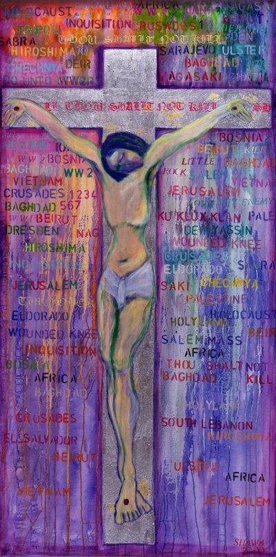 Tu ne tueras point, 2000 (acrylique et feuille d