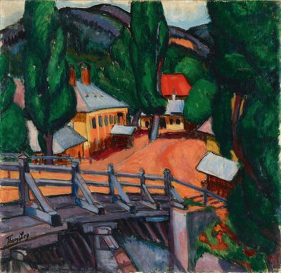 Paysage avec un pont - Lajos Tihanyi