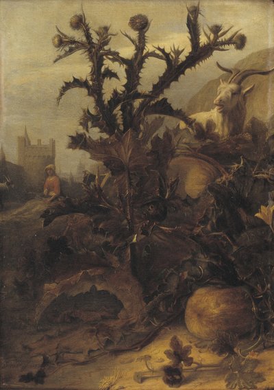 Chardon, citrouille et une chèvre - Lambert Doomer