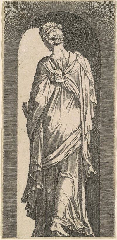 Sibylle vue de dos, regardant vers le bas à gauche - Lambert Suavius