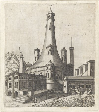 Bâtiment avec un croissant de lune sur le toit - Lambertus Suavius