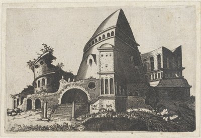 Ruine avec tour pyramidale - Lambertus Suavius