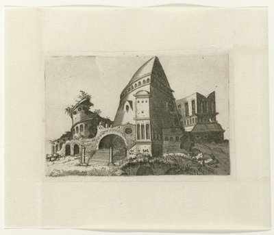 Ruine avec tour pyramidale - Lambertus Suavius