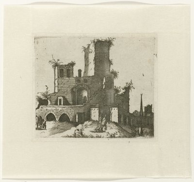 Ruine avec tour rectangulaire - Lambertus Suavius