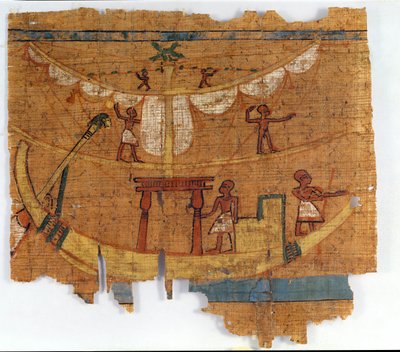 Embarquement sur une rivière (papyrus) - Late Period Egyptian