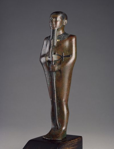 Statuette du dieu Ptah (bronze avec pigment noir et incrustations d