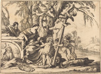 Sainte Famille avec Anges et la Croix, Écrasant un Serpent - Laurent de la Hyre