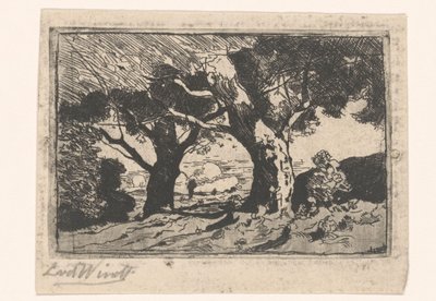 Paysage avec deux grands arbres - Laurent van der Windt (signed by artist)