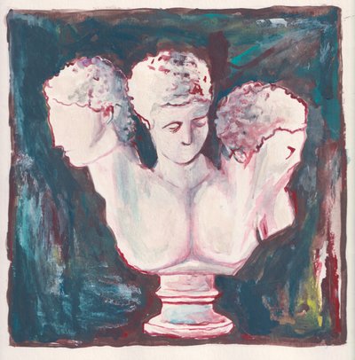 Trois têtes, c.2019 (acrylique sur papier aquarelle) - Laurie Michaels