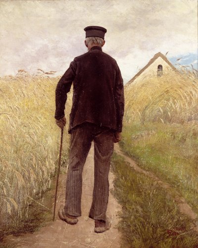 Vieil homme marchant dans un champ de seigle - Laurits Andersen Ring