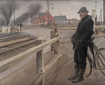 En attendant le train. Passage à niveau par la route de Roskilde - Laurits Andersen Ring