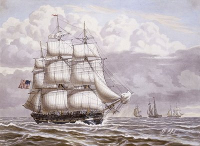 Une frégate américaine sous voile, avec d
