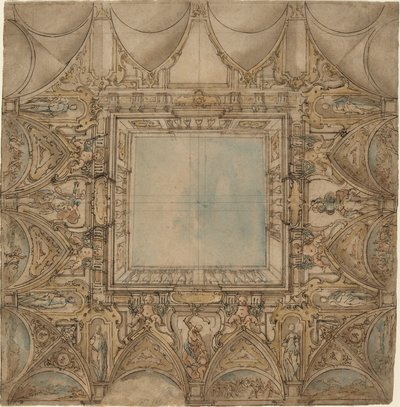Décoration de plafond avec paysages et batailles - Lazzaro Tavarone