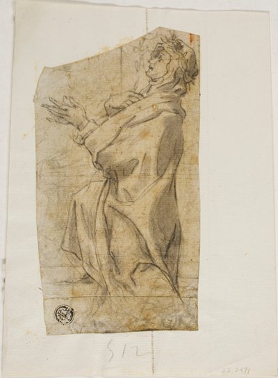 Sainte femme agenouillée de profil - Lazzaro Tavarone