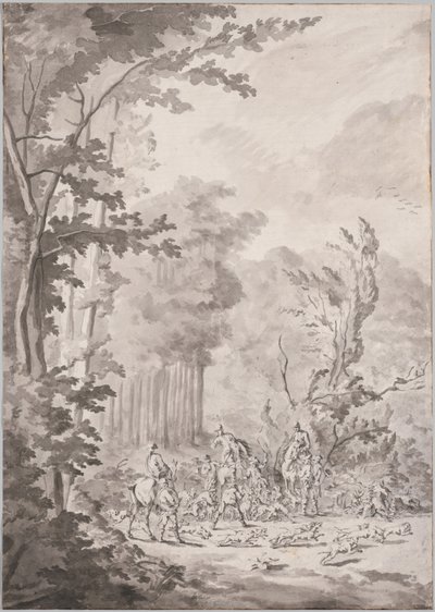 Une partie de chasse à Marly, fin 17e ou début 18e siècle - Le Vieux Jean Baptiste Martin