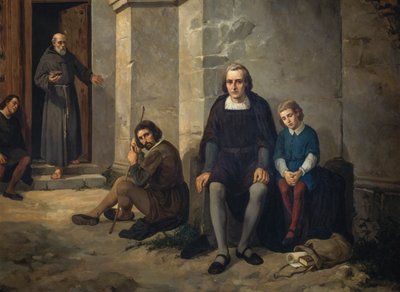 Christophe Colomb avec son fils au monastère de Santa Maria de La Rabida, Espagne - Leandro Izaguirre