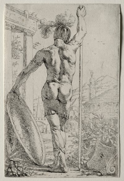 Un soldat debout, vu de dos - Leendert van der Cooghen