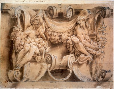 Esquisse pour une frise avec deux cariatides, 1546-1554 - Lelio Orsi da Novellara