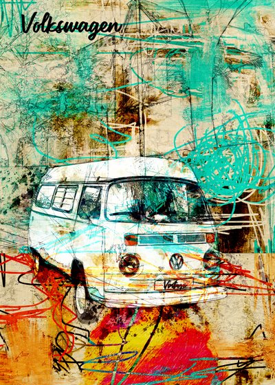 Furgonette rétro Abstract - Lembayung senja studio [Vintage Poster]