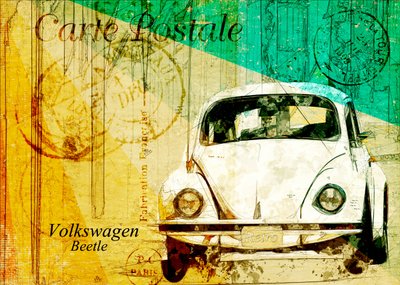 Carte postale « Beetle » classique - Lembayung senja studio [Vintage Poster]