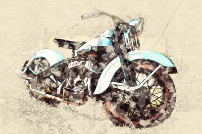 Peinture de motos classiques - Lembayung senja studio [Vintage Poster]