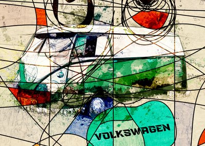 Un bus hippie haut en couleur - Lembayung senja studio [Vintage Poster]