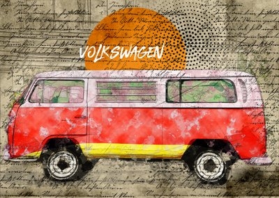 Camper-van rétro - Lembayung senja studio [Vintage Poster]