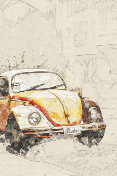 Coccinelle jaune rétro - Lembayung senja studio [Vintage Poster]