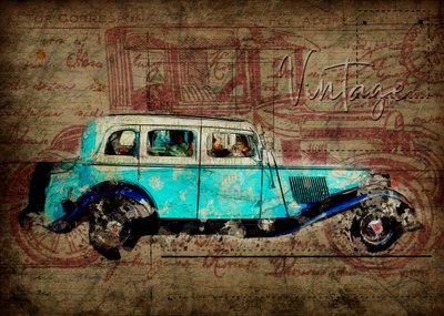 Voiture vintage au charme rustique - Lembayung senja studio [Vintage Poster]