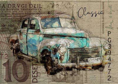 Rusty Teal, voiture de collection - Lembayung senja studio [Vintage Poster]
